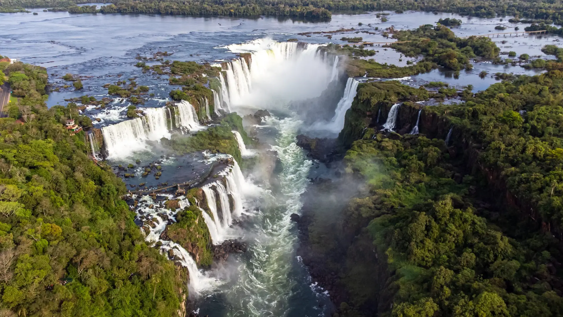 Iguazu Falls from the air: the Devil's Throat, the falls and the jungle around them